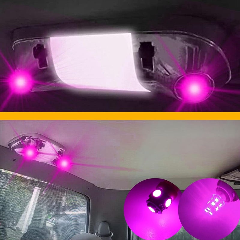 GLOFE 3Pcs Pink Interior Map Dome Light LED Bulbs Compatible with 1987-1996 Ford F-150 F-250 Bronco - Image 1